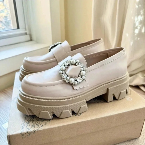 ALOHAS Trailblazer Leather Platform Loafers Pearl US 7 / EUR 38 - Picture 7 of 16